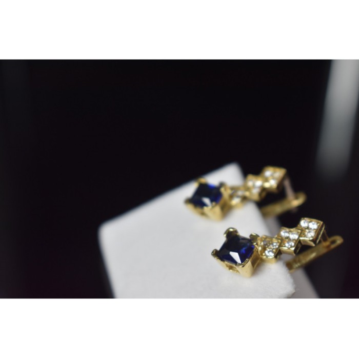 925 Sterling Silver Gold Plated Alpanite & CZ Earrings Turkey