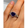 925 Sterling Silver Amethyst & Goshenite Heart Ring Size 6