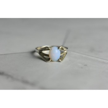 925 Sterling Silver Opal Ring Size 6.5