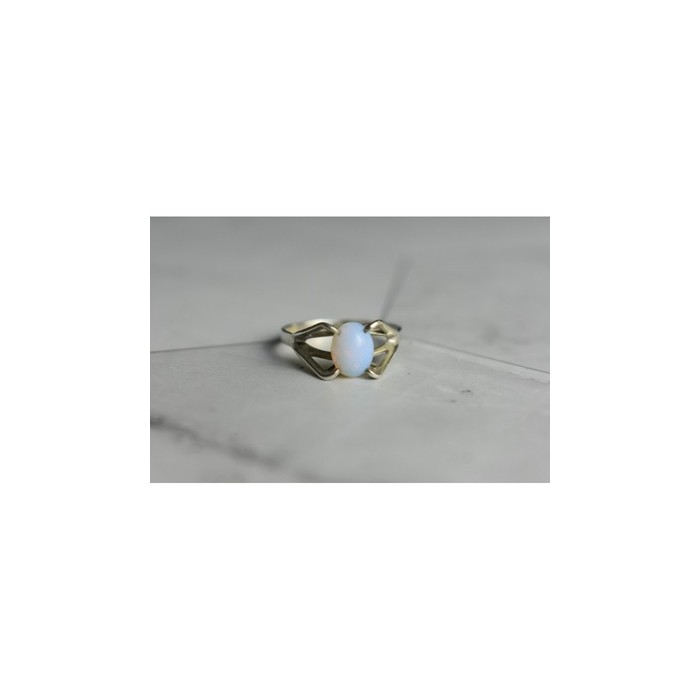 925 Sterling Silver Opal Ring Size 6.5