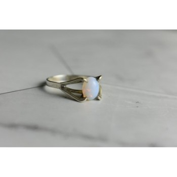 925 Sterling Silver Opal Ring Size 6.5