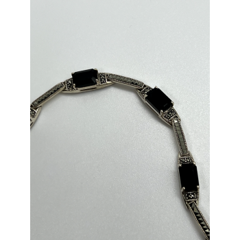 925 STERLING SILVER  AGATE & MARCASITE BRACELET