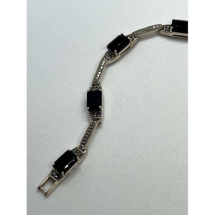 925 STERLING SILVER  AGATE & MARCASITE BRACELET