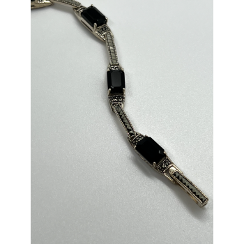 925 STERLING SILVER  AGATE & MARCASITE BRACELET