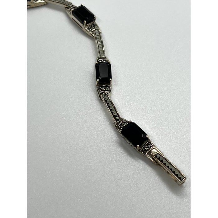 925 STERLING SILVER  AGATE & MARCASITE BRACELET