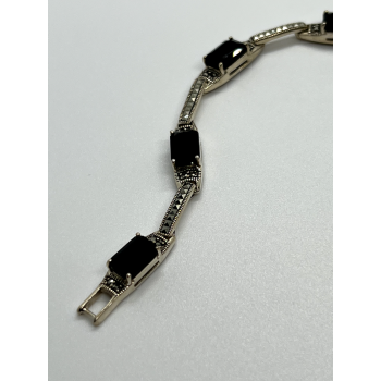925 STERLING SILVER  AGATE & MARCASITE BRACELET