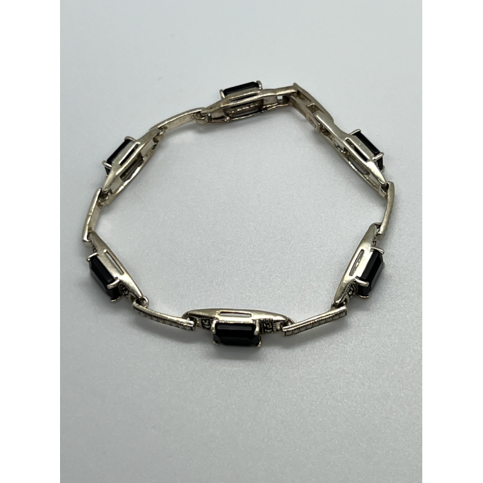 925 STERLING SILVER  AGATE & MARCASITE BRACELET