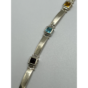 925 STERLING SILVER  PERIDOT, TOURMALINE, TOPAZ & CITRINE BRACELET