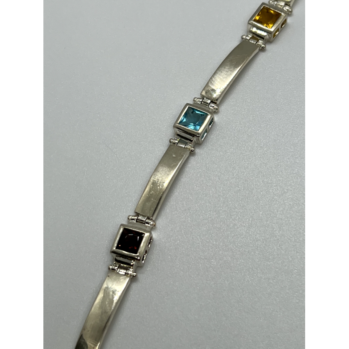 925 STERLING SILVER  PERIDOT, TOURMALINE, TOPAZ & CITRINE BRACELET