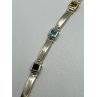 925 STERLING SILVER  PERIDOT, TOURMALINE, TOPAZ & CITRINE BRACELET