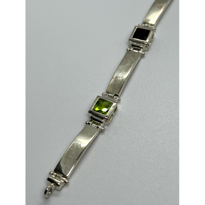 925 STERLING SILVER  PERIDOT, TOURMALINE, TOPAZ & CITRINE BRACELET
