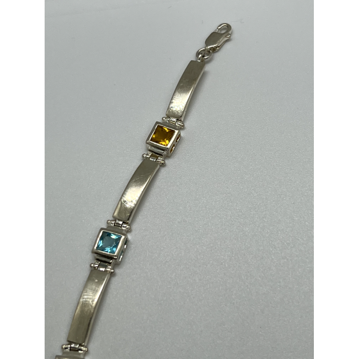 925 STERLING SILVER  PERIDOT, TOURMALINE, TOPAZ & CITRINE BRACELET