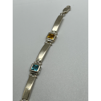 925 STERLING SILVER  PERIDOT, TOURMALINE, TOPAZ & CITRINE BRACELET