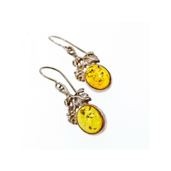 Vintage 925 Sterling Silver Amber Earrings