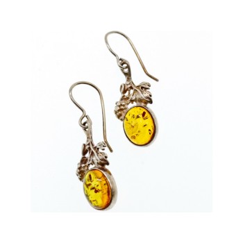Vintage 925 Sterling Silver Amber Earrings