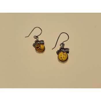 Vintage 925 Sterling Silver Amber Earrings