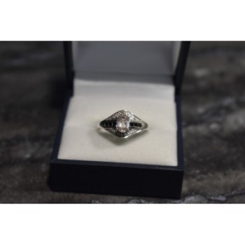 925 Sterling Silver Morganite & Jewelry Glass Ring Size 8