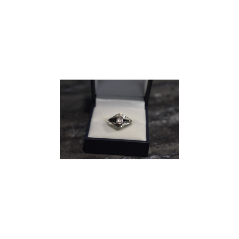 925 Sterling Silver Morganite & Jewelry Glass Ring Size 8