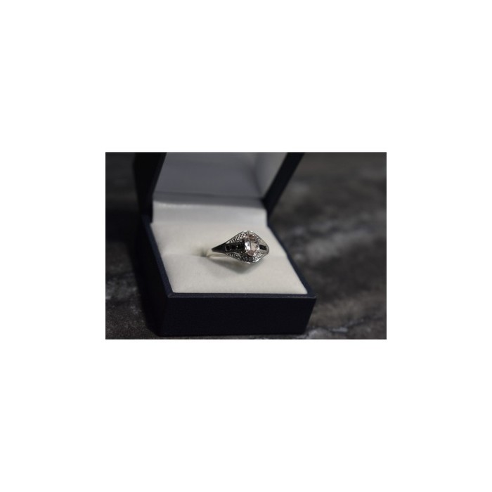 925 Sterling Silver Morganite & Jewelry Glass Ring Size 8