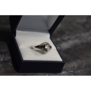 925 Sterling Silver Morganite & Jewelry Glass Ring Size 8