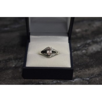 925 Sterling Silver Morganite & Jewelry Glass Ring Size 8