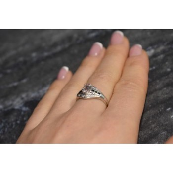 925 Sterling Silver Morganite & Jewelry Glass Ring Size 8