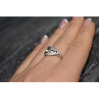 925 Sterling Silver Morganite & Jewelry Glass Ring Size 8