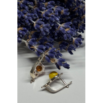 925 Sterling Silver Amber Earrings