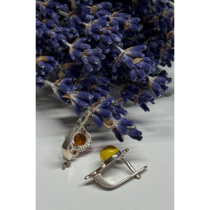 925 Sterling Silver Amber Earrings