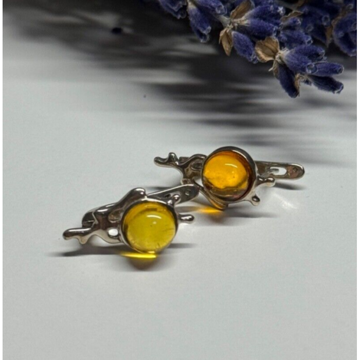 925 Sterling Silver Amber Earrings