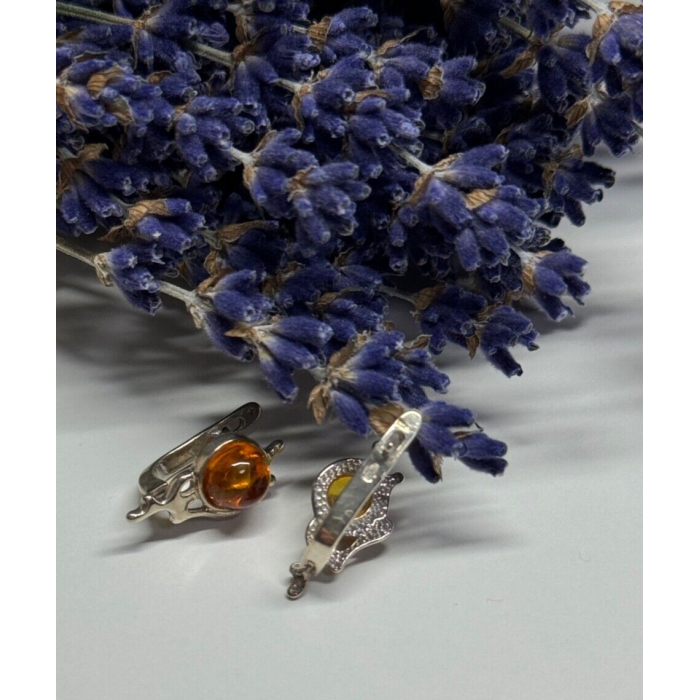 925 Sterling Silver Amber Earrings