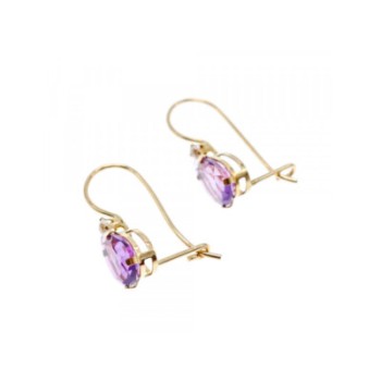 10K YELLOW GOLD TOURMALINE & DIAMOND EARRINGS