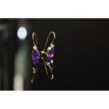 10K YELLOW GOLD TOURMALINE & DIAMOND EARRINGS