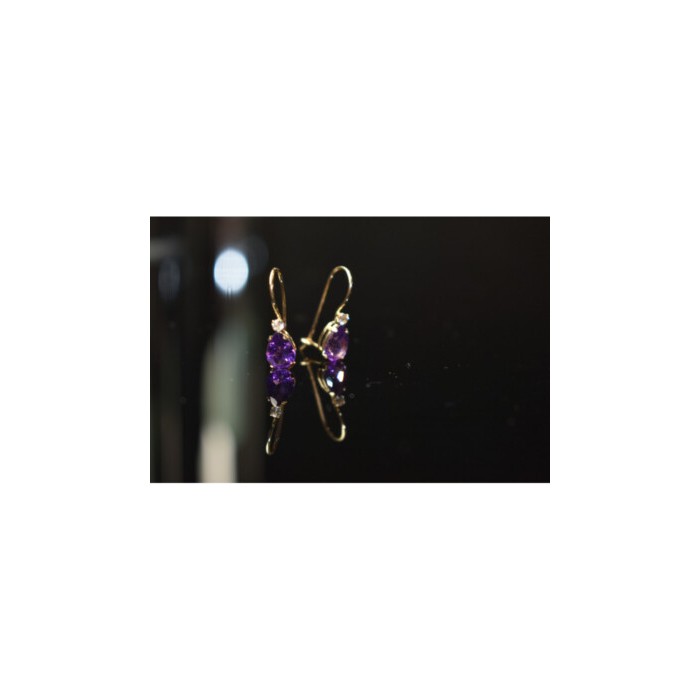 10K YELLOW GOLD TOURMALINE & DIAMOND EARRINGS