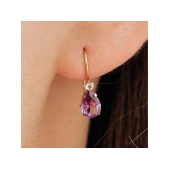 10K YELLOW GOLD TOURMALINE & DIAMOND EARRINGS