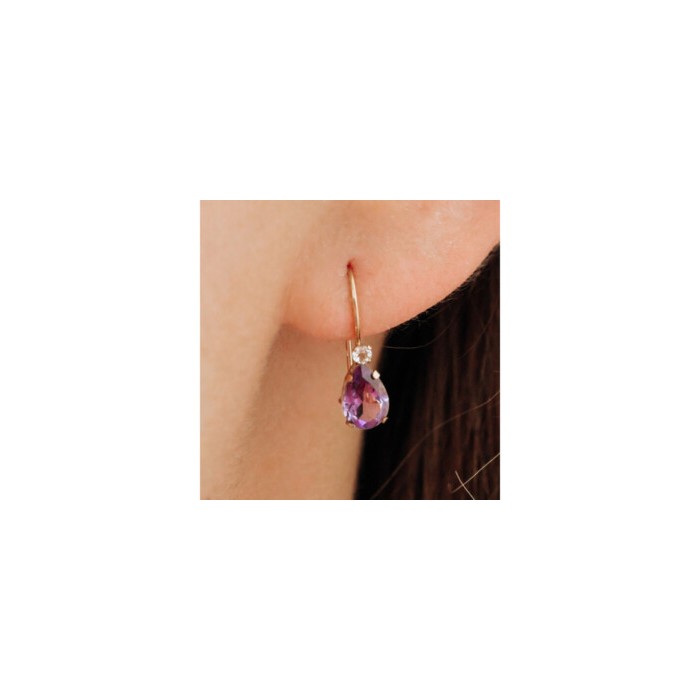 10K YELLOW GOLD TOURMALINE & DIAMOND EARRINGS