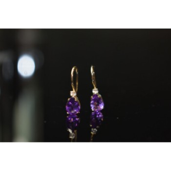 10K YELLOW GOLD TOURMALINE & DIAMOND EARRINGS