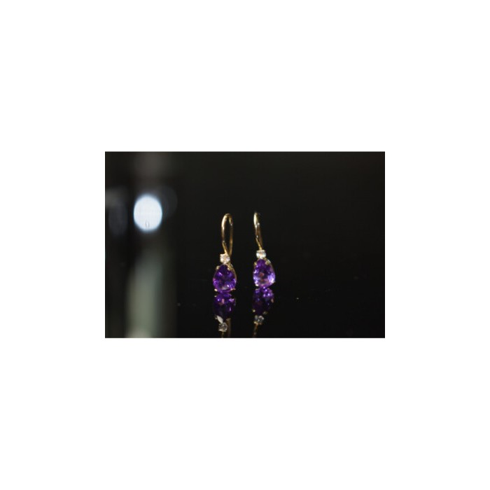 10K YELLOW GOLD TOURMALINE & DIAMOND EARRINGS