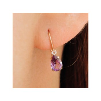 10K YELLOW GOLD TOURMALINE & DIAMOND EARRINGS