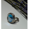 Modern Art Design Blue CZ Ring Size 6