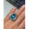 Modern Art Design Blue CZ Ring Size 6
