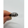 925 Sterling Silver Black Agate & Diamonds Ring Size 7.5