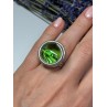 Modern Art Design Green CZ Ring Size 6