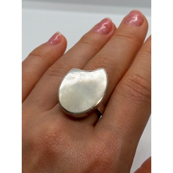 925 Sterling Silver Abalone Shell Ring Size 12