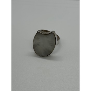 925 Sterling Silver Abalone Shell Ring Size 12