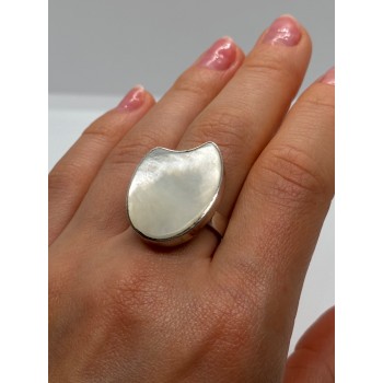 925 Sterling Silver Abalone Shell Ring Size 12