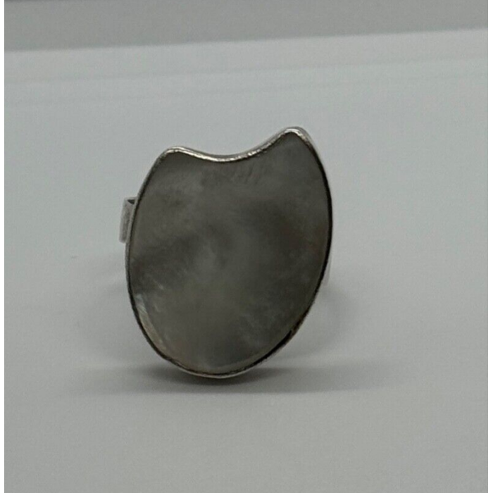 925 Sterling Silver Abalone Shell Ring Size 12