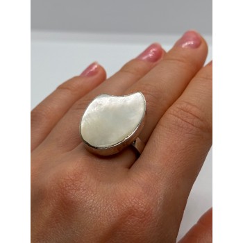 925 Sterling Silver Abalone Shell Ring Size 12