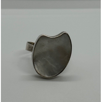 925 Sterling Silver Abalone Shell Ring Size 12