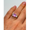 925 Sterling Silver Pink & White Spinel Ring Size 6